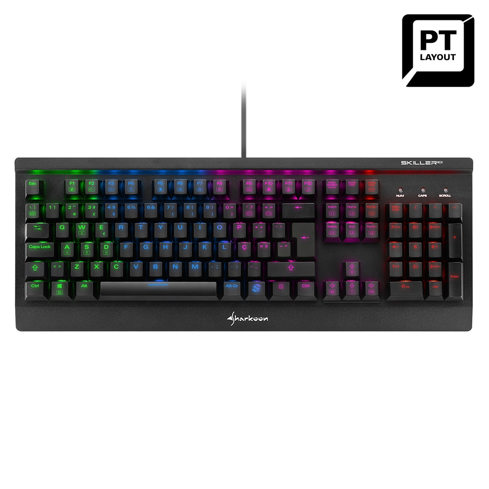 Teclado Mecânico Sharkoon Skiller Mech SGK3 RGB PT Kailh Blue