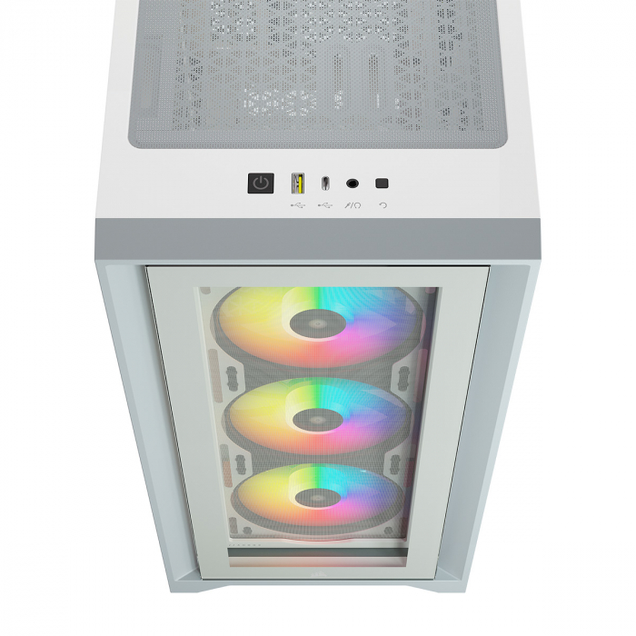 Caixa Extended-ATX Corsair iCUE 4000X RGB Tempered Glass Branca