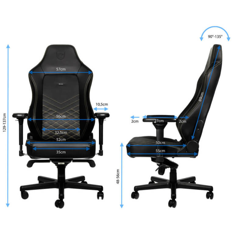 Cadeira Gaming Noblechairs HERO PU Leather Preta/Dourada
