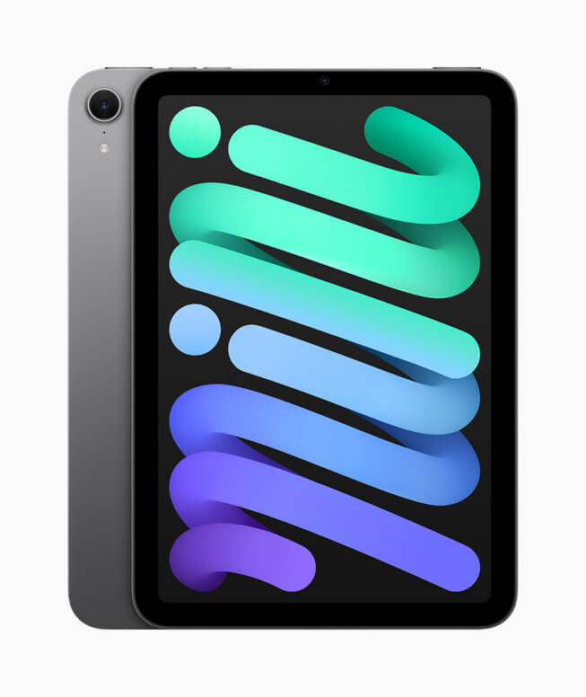 O novo iPad mini estará disponível em dois novos acabamentos - azul e roxo - para além do cinzento estrela e do cinzento espacial.