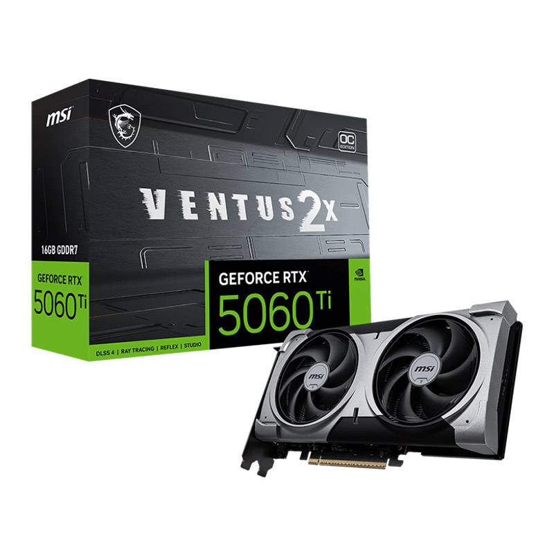 Placa Gráfica MSI NVIDIA GeForce RTX 5060 Ti Blackwell Ventus 2X OC Plus 16G GDDR7 DLSS4