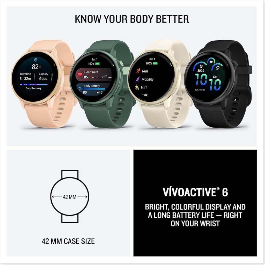 Vívoactive 6 (42mm) Ardósia com Bracelete Preta