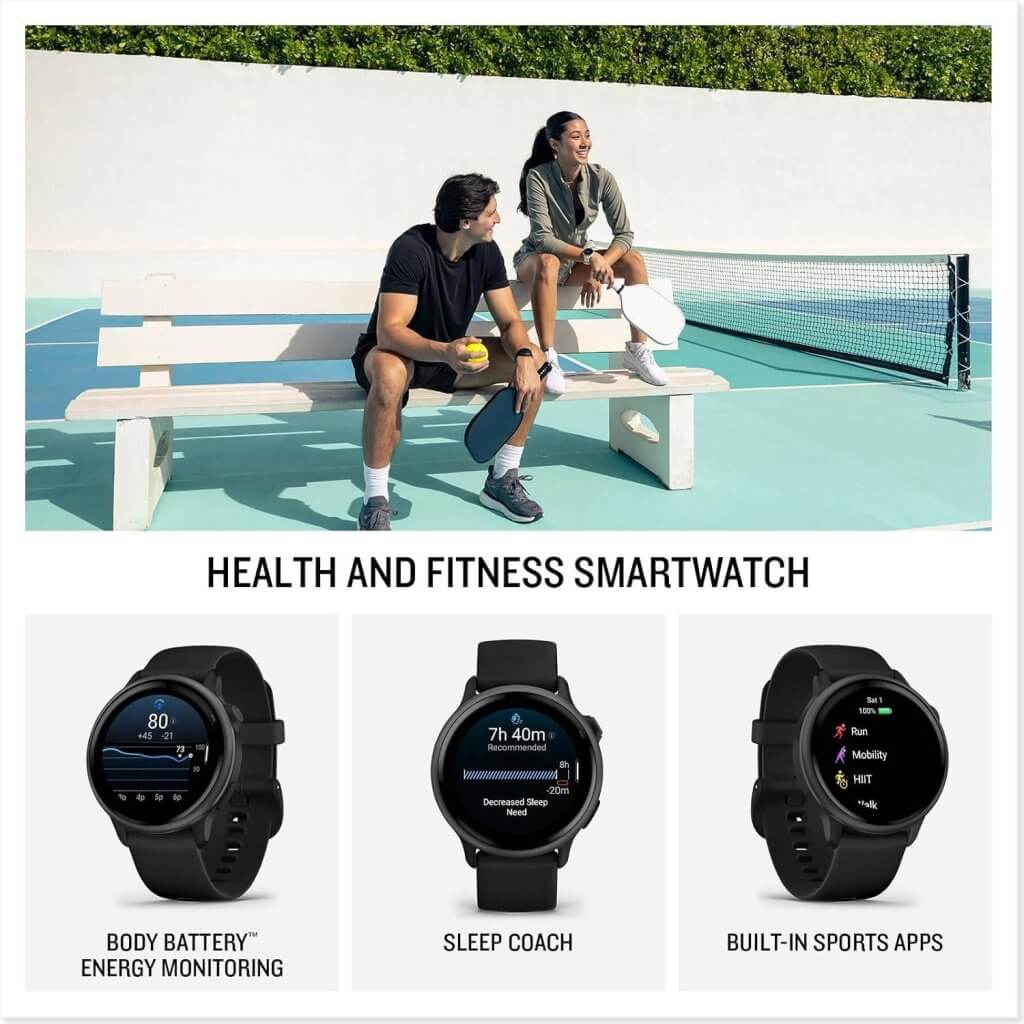 Vívoactive 6 (42mm) Ardósia com Bracelete Preta