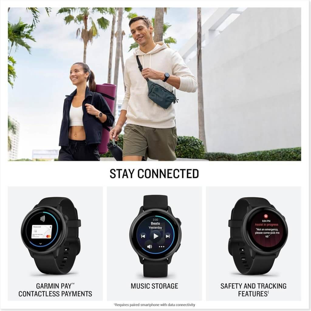 Vívoactive 6 (42mm) Ardósia com Bracelete Preta