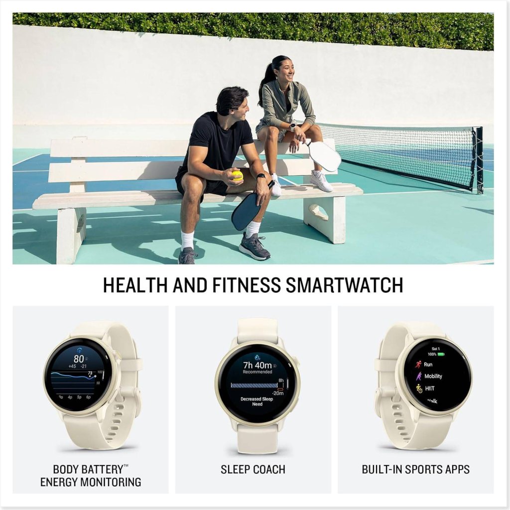 Vívoactive 6 (42mm) Dourado Lunar com Bracelete Branco Osso