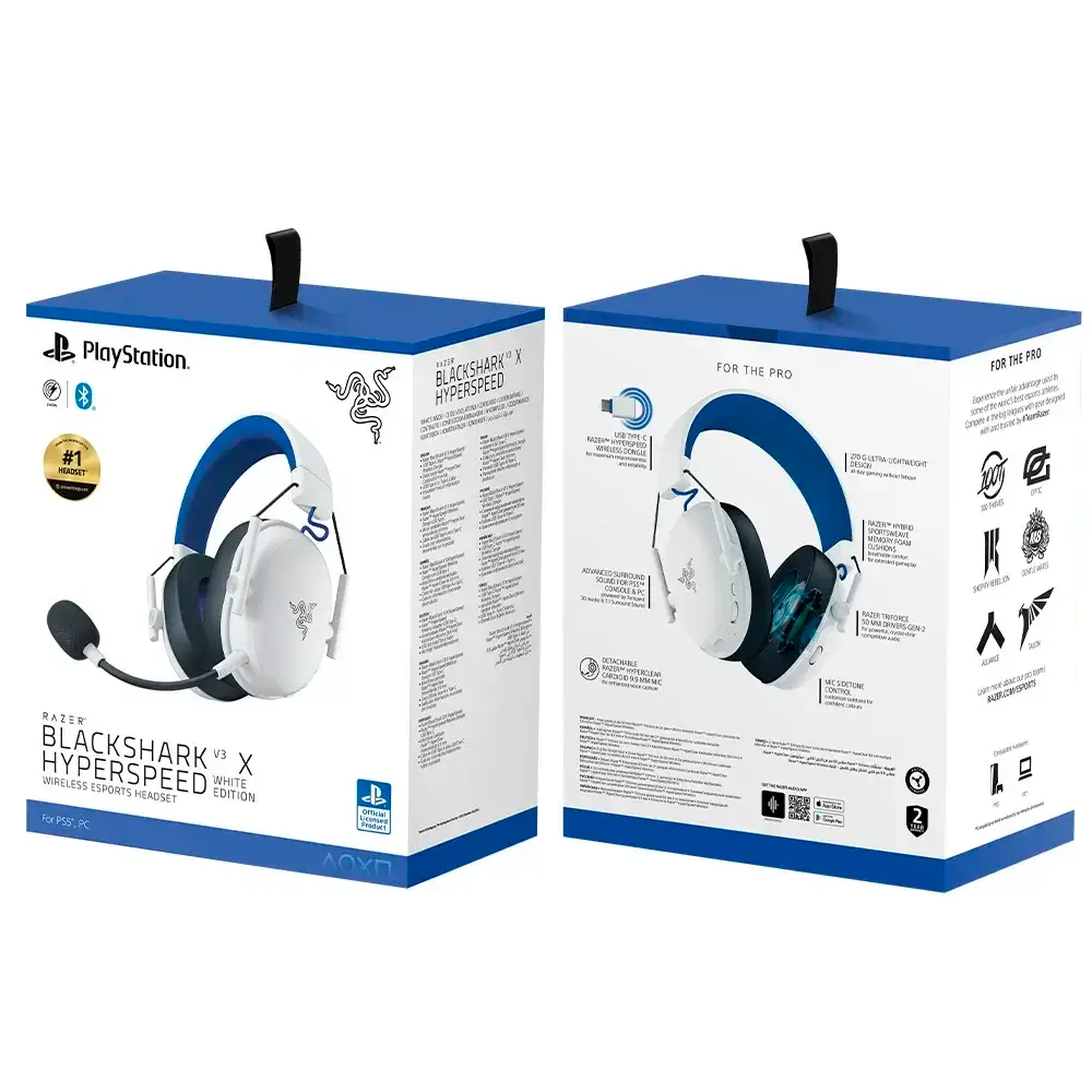 Headset Razer BlackShark V3 X Hyperspeed for PlayStation WirelessBluetooth Branco