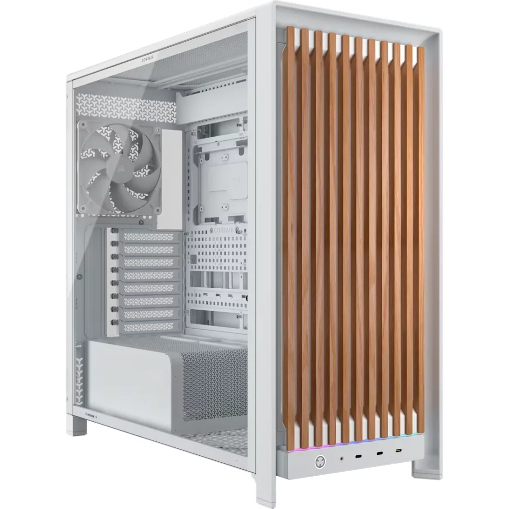 Caixa Extended-ATX Corsair Frame 5000D Wood RS Tempered Glass Branca/Carvalho