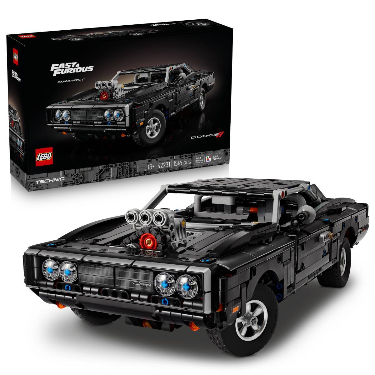 LEGO Technic: Fast and Furious - Carro Dodge Charger R/T | Idades 18+ | 1516 Peças | Item 42231